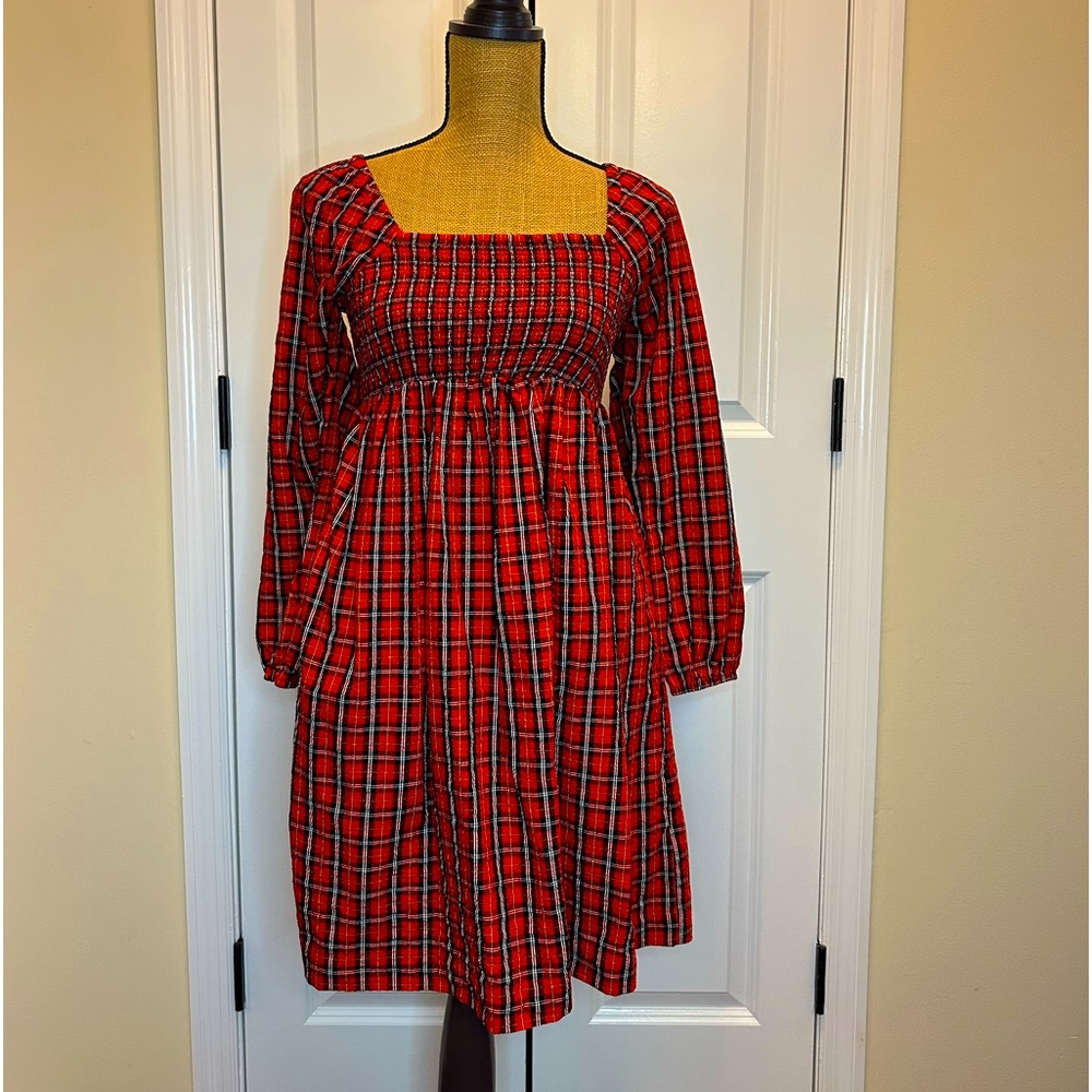 Old Navy Maternity Red Plaid Christmas Holiday Dress size Small